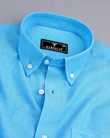 Sea Water Blue Plain Oxford Cotton Formal Shirt