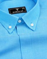 Sea Water Blue Plain Oxford Cotton Formal Shirt