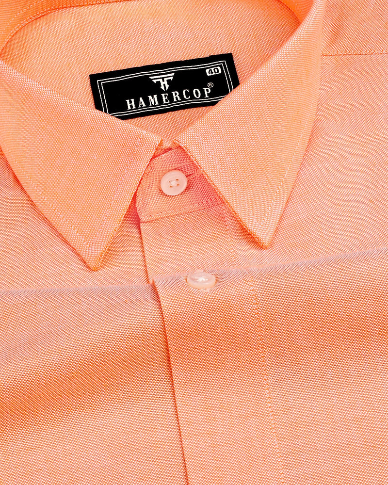 orange button up dress shirt Harriton M500 Men's Easy Blend Long-Sleeve Twill Shirt with Stain-Release - Team Orange