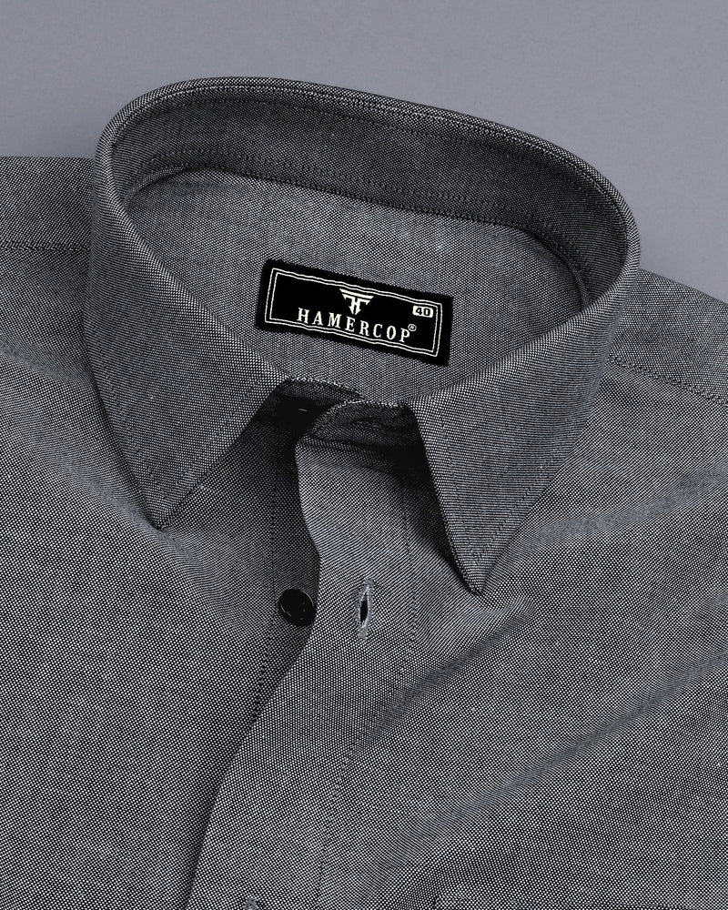 Ash Gray Oxford Cotton Plain Formal Shirt