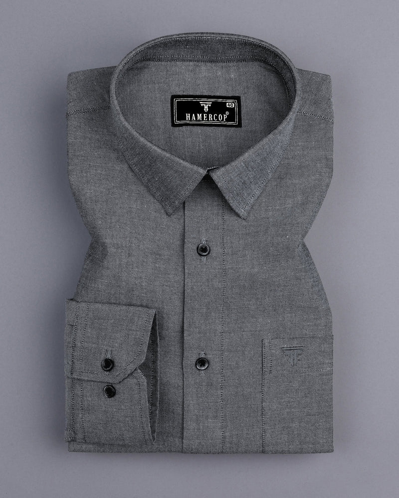 Ash Gray Oxford Cotton Plain Formal Shirt