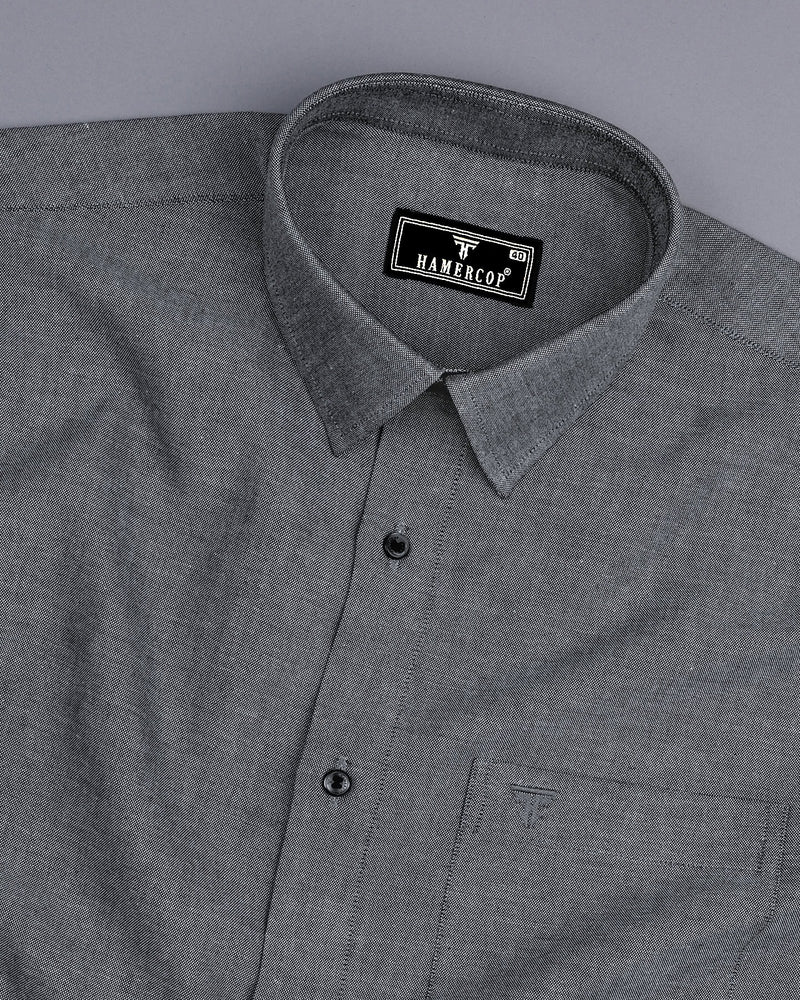 Ash Gray Oxford Cotton Plain Formal Shirt