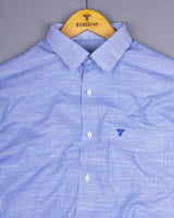 Trebzon Blue With White Stripe Linen Cotton Formal Shirt