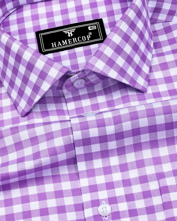 Majelo Lavender With White Check Oxford Cotton Shirt