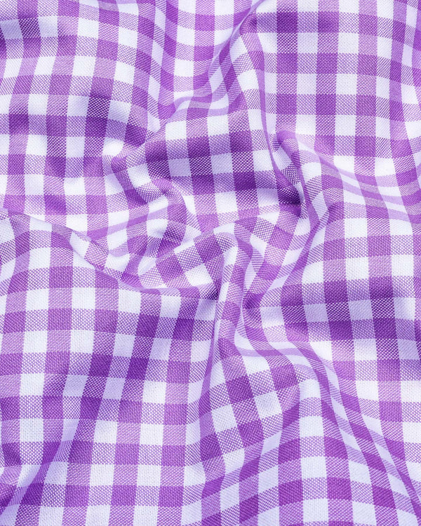 Majelo Lavender With White Check Oxford Cotton Shirt