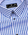 Alexa Blue With White Stripe Linen Cotton Designer Shirt
