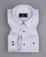 Gray Small Graph Check White Linen Cotton Formal Shirt