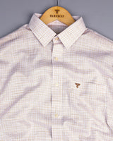 Cream Small Graph Check White Linen Cotton Formal Shirt