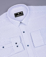 Belfort White With Blue Printed Oxford Cotton Formal Shirt