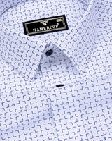 Belfort White With Blue Printed Oxford Cotton Formal Shirt