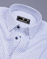 Belfort White With Blue Printed Oxford Cotton Formal Shirt