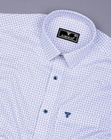 Belfort White With Blue Printed Oxford Cotton Formal Shirt