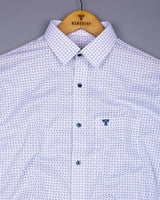 Belfort White With Blue Printed Oxford Cotton Formal Shirt