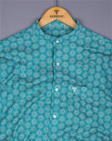 Antony Rama Green With Cream Printed Oxford Cotton Shirt