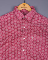 Antony Pink With Cream Printed Oxford Cotton Shirt