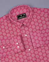 Antony Pink With Cream Printed Oxford Cotton Shirt