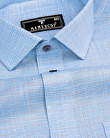 Oman Blue With Cream Amsler Micro Check Formal Shirt