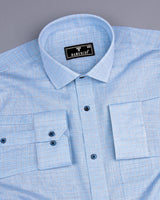 Oman Blue With Cream Amsler Micro Check Formal Shirt