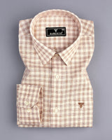 Merton Cream Check Amsler Linen Formal Cotton Shirt