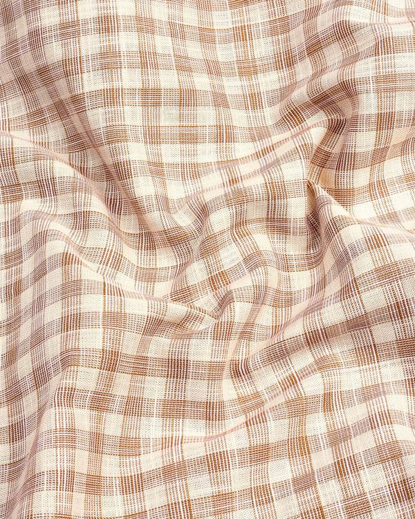 Merton Cream Check Amsler Linen Formal Cotton Shirt