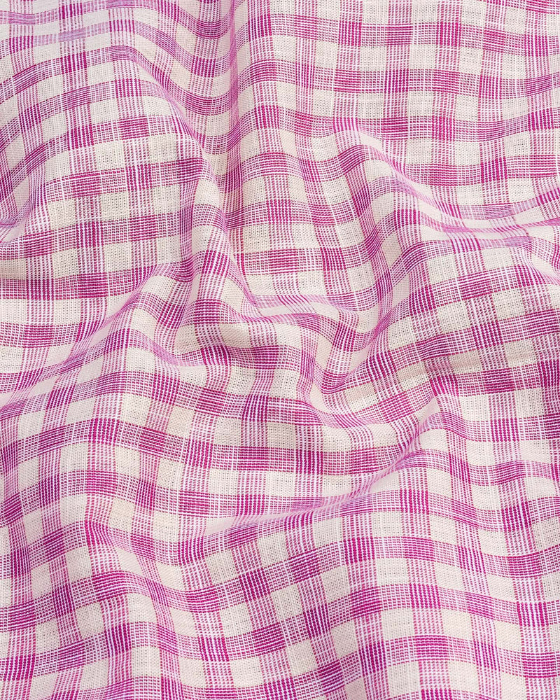 Merton Pink Check Amsler Linen Formal Cotton Shirt