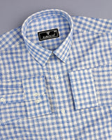 Merton Blue Check Amsler Linen Formal Cotton Shirt