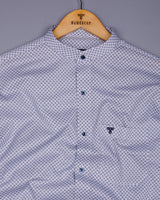 Lorient White With Blue Printed Cotton Shirt