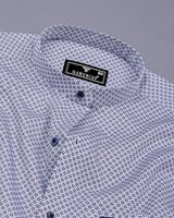 Lorient White With Blue Printed Cotton Shirt