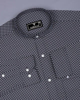 Lorient Blue With White Printed Cotton Shirt