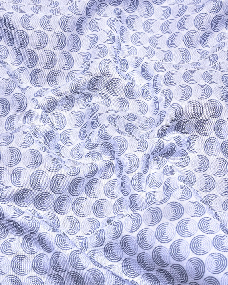 Loop Gray With White Printed Cotton Shirt Style Kurta