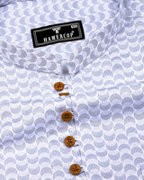 Loop Gray With White Printed Cotton Shirt Style Kurta