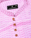 Loop Pink With White Printed Cotton Shirt Style Kurta