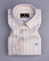 Olsen Cream With Blue Dobby Stripe Cotton Shirt