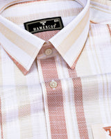 Peoria Cream With White Dobby Stripe Cotton Shirt