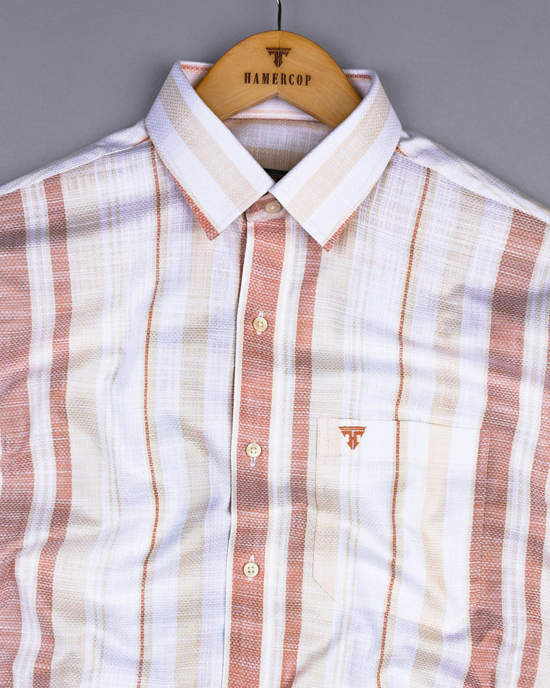 Peoria Cream With White Dobby Stripe Cotton Shirt