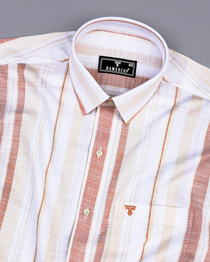 Peoria Cream With White Dobby Stripe Cotton Shirt