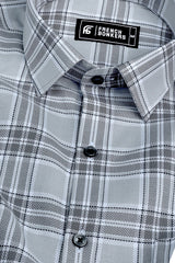 Fossil grey with white windowpane check shirt