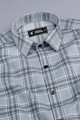 Fossil grey with white windowpane check shirt