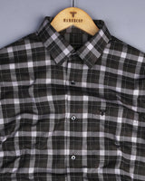 Olten Green With Gray Check Oxford Cotton Shirt