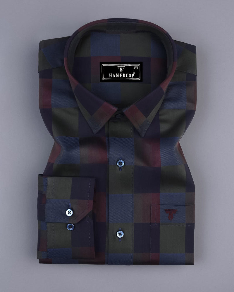 Mistral Rainbow Colored Sudoku Twill Check Giza Shirt