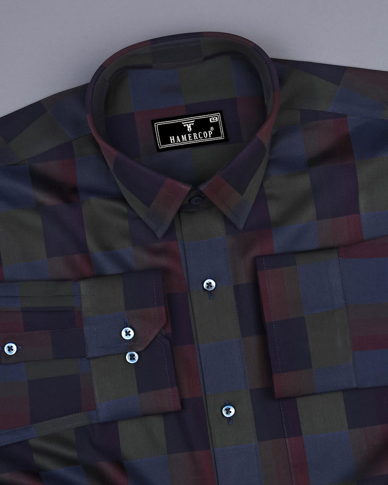 Mistral Rainbow Colored Sudoku Twill Check Giza Shirt