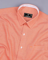 Lucifer Orange With White Small Check Oxford Cotton Designer Shirt