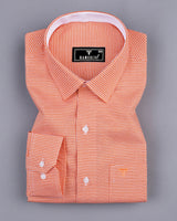 Lucifer Orange With White Small Check Oxford Cotton Designer Shirt