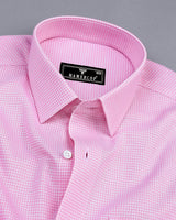 Lucifer Pink With White Small Check Oxford Cotton Shirt