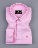 Lucifer Pink With White Small Check Oxford Cotton Shirt