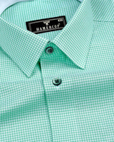 Lucifer Mint Green With White Check Oxford Cotton Designer Shirt