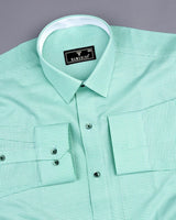 Lucifer Mint Green With White Check Oxford Cotton Designer Shirt