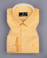 Lucifer Yellow With White Small Check Oxford Cotton Designer Shirt