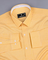 Lucifer Yellow With White Small Check Oxford Cotton Designer Shirt