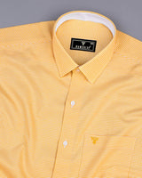 Lucifer Yellow With White Small Check Oxford Cotton Designer Shirt